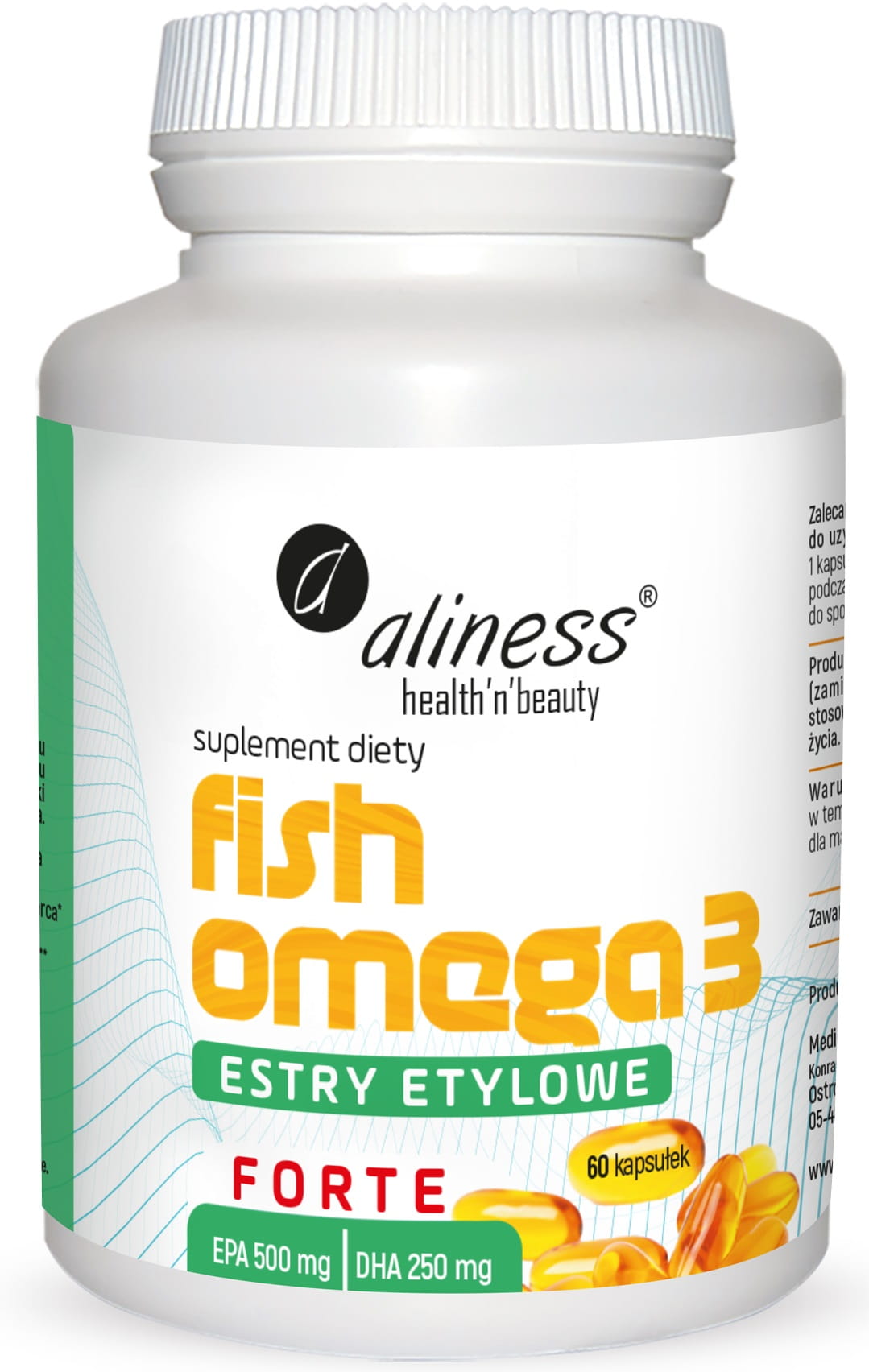 Fish Omega 3 FORTE Estry 500/250mg x 60 kapsułek – Aliness